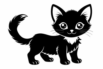 kitten marvels silhouette line art vector illustration with a white background