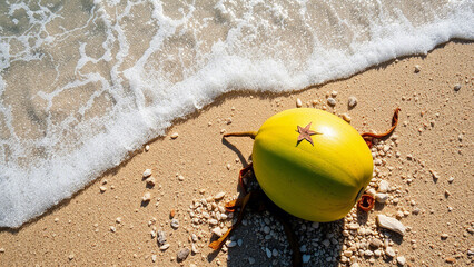 yellow ball on the beach