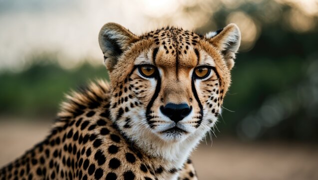 Detailed view of a cheetah's head and face in the wild
