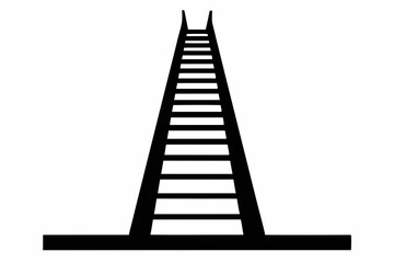 ladder silhouette line art vector illustration with a white background