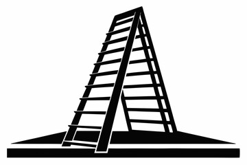 ladder silhouette line art vector illustration with a white background