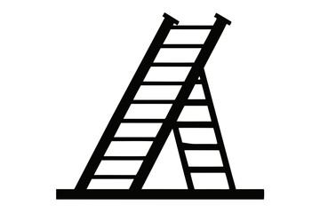 ladder silhouette line art vector illustration with a white background