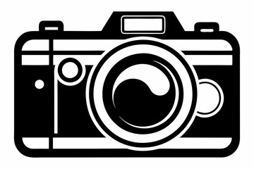 photo camera silhouette line art vector illustration with a white background