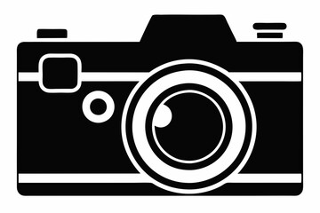 photo camera silhouette line art vector illustration with a white background