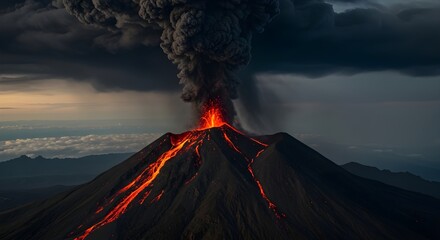 volcano eruption volcano with smoke clouds