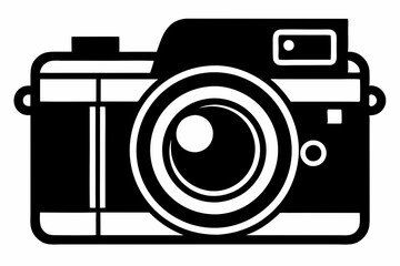 photo camera silhouette line art vector illustration with a white background