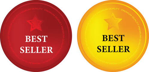 Red and Yellow Best Seller Badges with Glossy Circular Design