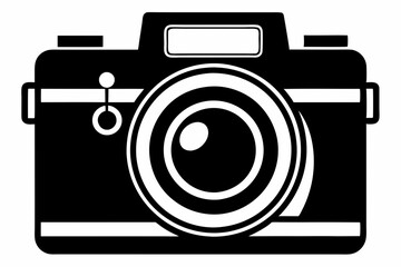 photo camera silhouette line art vector illustration with a white background