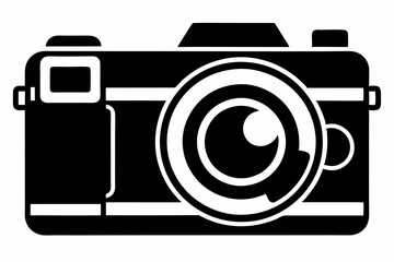 photo camera silhouette line art vector illustration with a white background