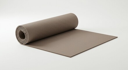 Yoga Mat Rolled on White Background