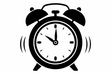 ringing alarm clock silhouette line art vector illustration with a white background