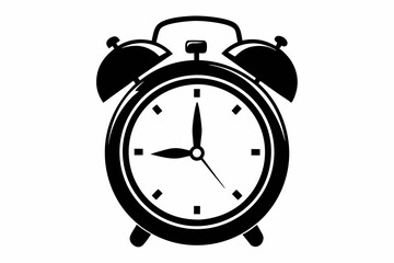 ringing alarm clock silhouette line art vector illustration with a white background