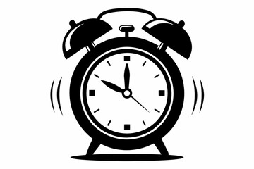 ringing alarm clock silhouette line art vector illustration with a white background