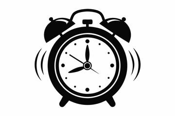 ringing alarm clock silhouette line art vector illustration with a white background