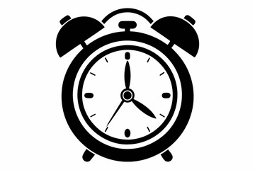 ringing alarm clock silhouette line art vector illustration with a white background