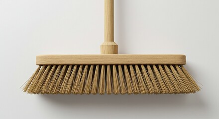 Traditional Broom Bristles on White Background