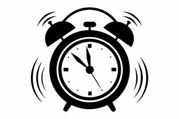 ringing alarm clock silhouette line art vector illustration with a white background