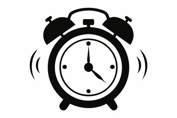 ringing alarm clock silhouette line art vector illustration with a white background