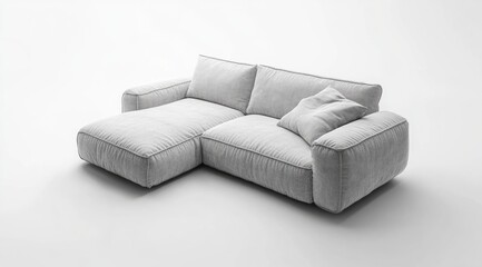 Modern sectional sofa, light gray