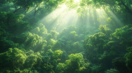 Fototapeta premium Lush forest canopy bathed in sunlight