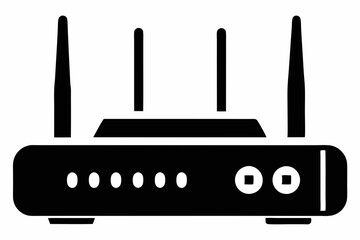 router silhouette line art vector illustration with a white background