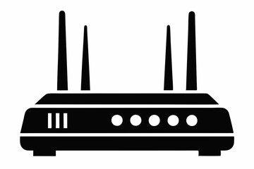 Obraz premium router silhouette line art vector illustration with a white background