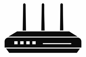 router silhouette line art vector illustration with a white background