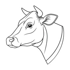 funny cow cartoon head vector logo line art design