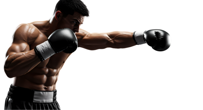 Muscular Boxer Punching: Boxing Fitness, Power