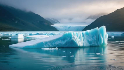 Selbstklebende Fototapeten Ice from melting glaciers on a lake © AIArtistry