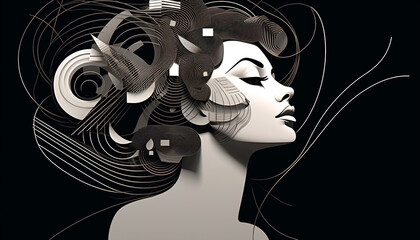 blend tool lines vector on woman