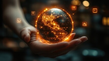 Holographic Earth in hand