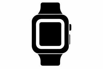 smartwatch silhouette line art vector illustration with a white background