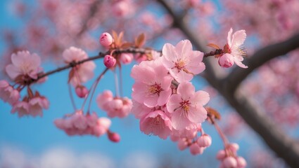 Cherry blossom tree's pink petals.