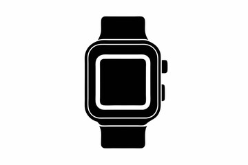 smartwatch silhouette line art vector illustration with a white background