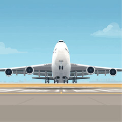 Obraz premium Massive aircraft taking off from runway