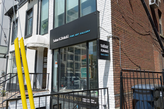 exterior building facade and sign of Sahar K. Boluki Fine Art Gallery located at 160 Davenport Road, Toronto