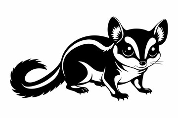 sugar glider silhouette line art vector illustration with a white background
