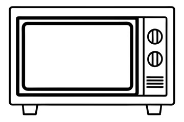 tv silhouette line art vector illustration with a white background