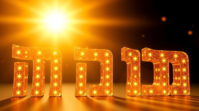 gematria of God's name in Hebrew, luminous 3D letters