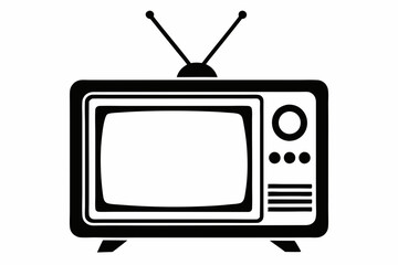 tv silhouette line art vector illustration with a white background