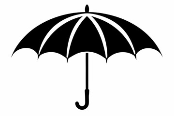 umbrella silhouette line art vector illustration with a white background