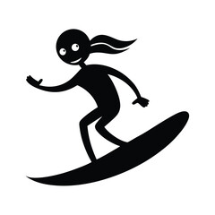 Cartoon Girl Surfing on a Wave
