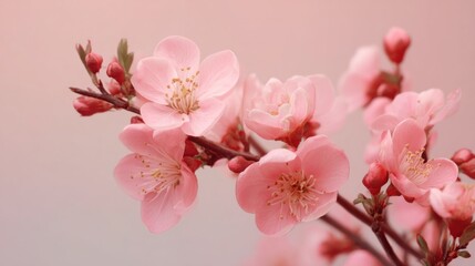 Naklejka premium Delicate Pink Blossom Branch: A Springtime Serenade