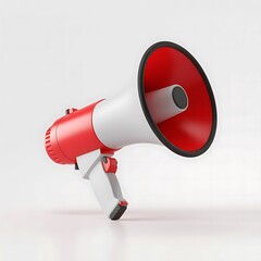 Modern Red and White Megaphone on a White Background