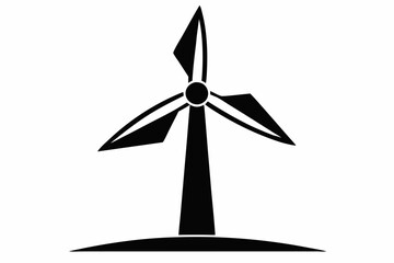wind turbine silhouette line art vector illustration with a white background