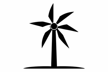 wind turbine silhouette line art vector illustration with a white background