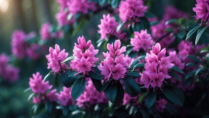 Fototapeta premium pink flowered azalea bush in bloom