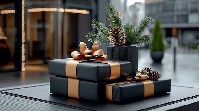 there are three gift boxes stacked on top of each other on a table