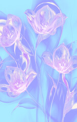 Ethereal Tulips in Pastel Hues, Abstract Floral Art with Soft Lighting